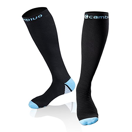 Cambivo Compression Socks Men and Women Performance Stockings Support for Running, Athletic Sports, Flight, Travel, Pregnancy, Nurses (20-30mmHg, FDA approved)
