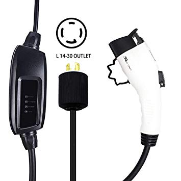 Zencar Level 2 EV Charger(240V, 16A, 25ft), Portable EVSE Home Electric Vehicle Charging Station Compatible with Chevy Volt, Nissan Leaf, Fiat, Ford Fusion(L14-30 plug)