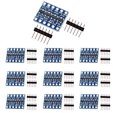 KeeYees 10pcs 4 Channels IIC I2C Logic Level Converter Bi-Directional Module 3.3V to 5V Shifter for Arduino (Pack of 10)