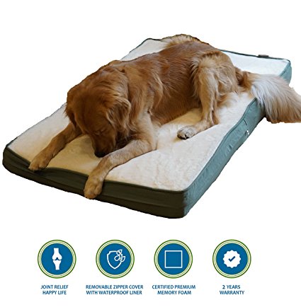 PetBed4Less Premium Orthopedic Memory Foam Pet Bed Dog Bed for Small Medium to Super Extra Large dog with Removable external cover and waterproof liner   Free bonus replacement case