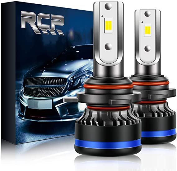 RCP 9012 Upgraded LED Headlight Bulbs, 6000K Cree White, Mini Sized HIR2 High Low Beam Headlamp Conversion Kit, 2 Pack