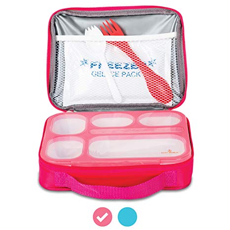 East World Bento Box Meal Prep and Food Storage Containers - Leak Proof Bento Boxes for Adults and Kids - With Lunch Bag, Cold Pack AND Cutlery! BPA Free Portion Control Container, Adult Lunch Box