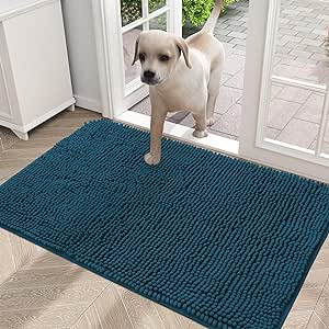 OLANLY Dog Door Mat for Muddy Paws, Absorbs Moisture and Dirt, Non-Slip Washable Mat, Quick Dry Microfiber, Mud Mat for Dogs, Entry Indoor Door Mat for Inside Floor(30x20 Inches, Atlantic Blue)