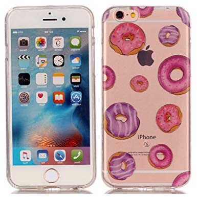 Iphone 6S Case, Apple iphone 6 TPU Case - Donut Doughnut Pattern Soft TPU Gel Slim Transparent Clear Back Protective Skin Cover Scratch-proof for Apple iphone 6S iphone 6