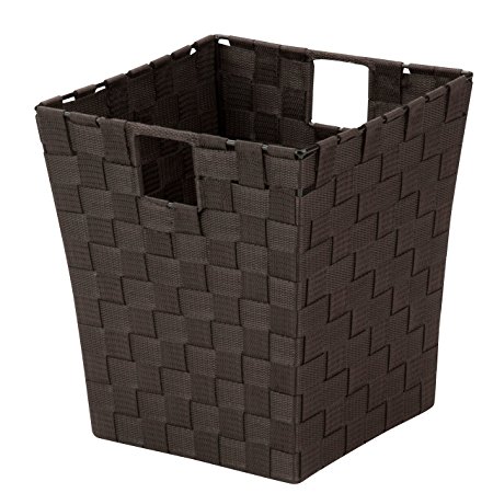 Honey-Can-Do OFC-03702 Double Woven Waste Basket with Handles, 10 by 10 by 11-Inch, Espresso Brown