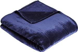 Amazon Basics Kuscheldecke, aus samtweichem Plüsch - 229 x 274cm - Marineblau