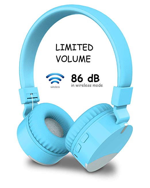 Kids Bluetooth Headphones Wireless Headsets, DHOZA Gorsun Foldable Earphones Stereo Sound Over Ear with Microphone for Girls Boys Children Compatible with iPhone/iPad/Smartphones/Laptop/PC/TV (Blue)