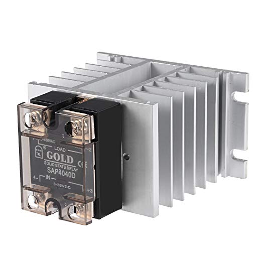 uxcell SAP4040D G60 DC 3-32V to AC 40-480V 40A Single Phase Solid State Relay Module DC to AC