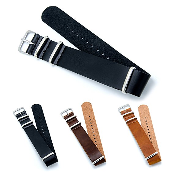 CIVO PU Leather NATO Zulu Military Swiss G10 Watch Band Strap 18mm 20mm 22mm with Stainless Steel Buckle