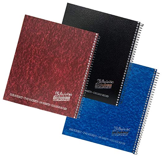 Left Handed College Ruled Notebook With Lefty's The Left Hand Store Logo, Set of 3, Assorted Colors