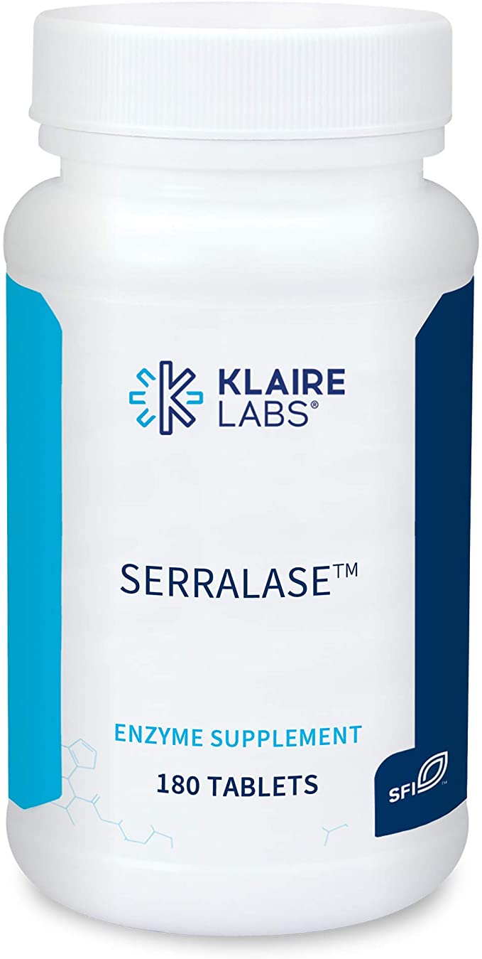 Klaire Labs Serralase - Vegetarian Proteolytic Enzyme Blend with Serratia Peptidase & Bromelain for Digestion, Sourced from Papaya & Pineapple, Hypoallergenic (180 Enteric Coated Tablets)