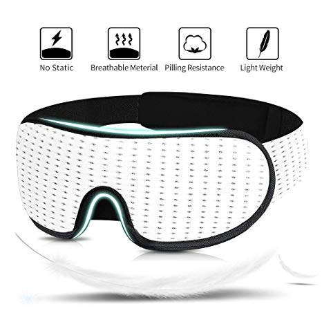 Sleep Mask for Women Men, Eye mask for Sleeping 3D Contoured Cup Blindfold with Breathable Memory Foam,100% Block Out Light,Soft Comfort Eye Shade Cover for Yoga Meditation (3D White)