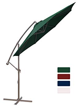 HASLE OUTFITTERS Offset Patio Umbrella 10FT Cantilever Umbrella Outdoor Market Umbrella Hanging Umbrella with Cross Base Dark Green