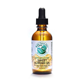 Sweet Almond Oil 2 oz 100% Pure Cold-pressed Unrefined Organic - Bella Terra Oils