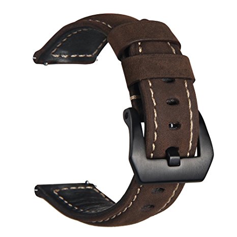 Samsung Gear S3 Watch Band, V-MORO Genuine Leather Replacement Smart Watch Band Bracelet Strap for Gear S3 Frontier and Gear S3 Smart Classic Watch (S3-PNH-Dark Brown)