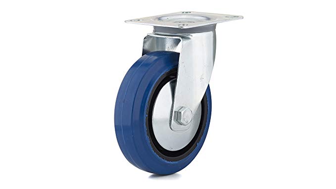 Richelieu Hardware F08338 Industrial Blue Elastic Rubber Caster - Swivel - 4 29/32" Wheel Diameter x 1 3/8" x 6 3/32"