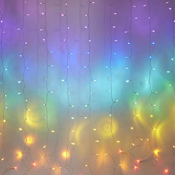 Fefelightup Rainbow Curtain Lights Fairy Lights Icicle Lights Fantasy Unicorn (Rainbow)