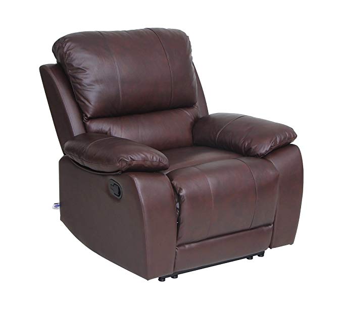 VH FURNITURE Top Grain Leather Recliner Chair Classic And Traditional Style With Overstuff Armrest And Headrest