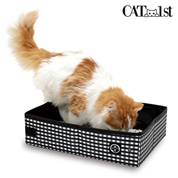 Cat1st Portable Cat Litter Box//foldable/travel/drive/emergency/light Weight (Black)