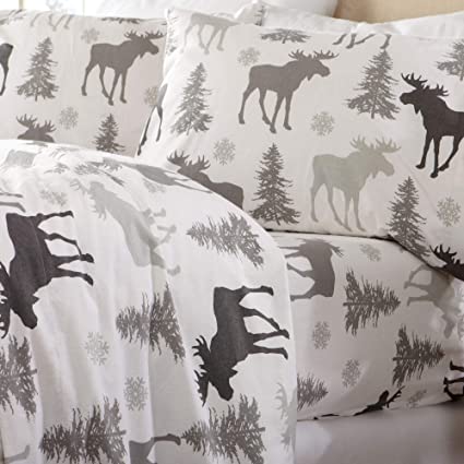 Home Fashion Designs Flannel Sheets Extra Long Twin Winter Bed Sheets Flannel Sheet Set Moose Flannel Sheets 100% Turkish Cotton Flannel Sheet Set. Stratton Collection (Twin XL, Moose Set)