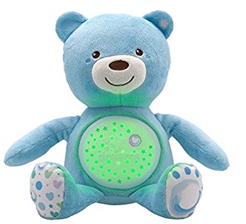 Chicco First Dreams Baby Bear Blue Musical Night Light Plush Teddy Toy