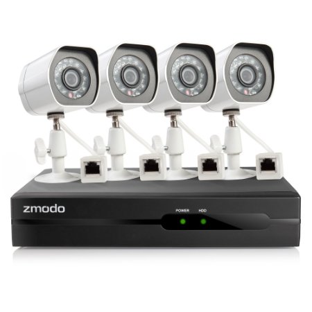 Zmodo ZM-SS814-2T 4 Channel 1080P Full HD Simplified POE NVR Security System with 2 TB Hard Drive (White)