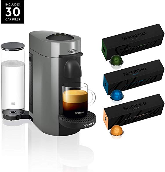Nespresso VertuoPlus Coffee and Espresso Machine Bundle by De'Longhi with BEST SELLING COFFEES INCLUDED