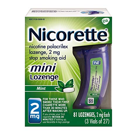Nicorette Nicotine  Stop Smoking Mini Lozenge, 2mg, Mint Flavor, 81 Count