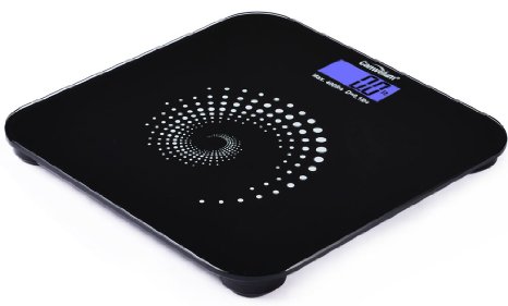 Canwelum "Smart Step-on & Auto-off" User-friendly Precision Digital Bathroom Scale, Digital Body Scale, Body Weight Scale with Fashionable Style (Black)