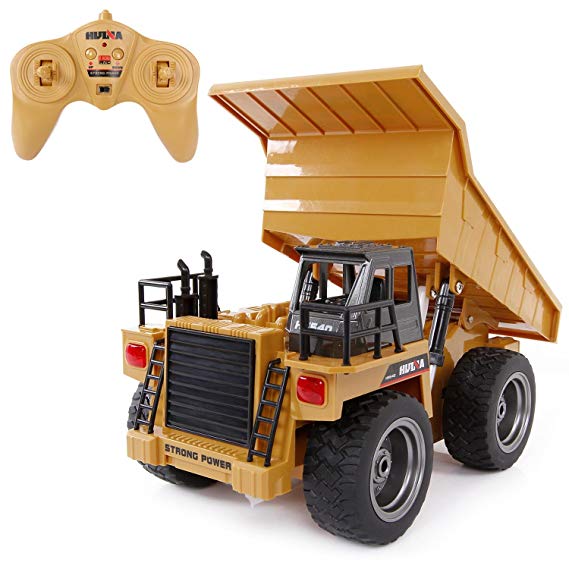 SGILE RC Remote Control Truck ,1:18 Dump Truck Construction Vehicle Toy, 2.4Ghz 6 Channel Full Function Truck Toy for Kids, Boys and Girls