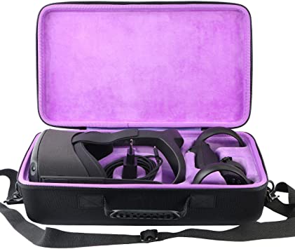 Khanka Hard Travel Case for Oculus Quest/Quest 2 VR Gaming Headset 256GB 64GB.(Purple Lining)