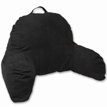 Microsuede Bedrest Pillow Black - Best Bed Rest Pillows with Arms for Reading in Bed