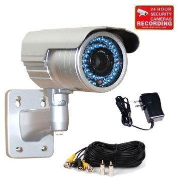 VideoSecu 1/3" Pixim DPS Zoom Infrared Bullet Security Camera 690TVL Outdoor 6-15mm Varifocal Lens 48 IR LEDs Built-in IR-Cut Filter Switch for CCTV Home Surveillance with Power Supply, Cable BBA