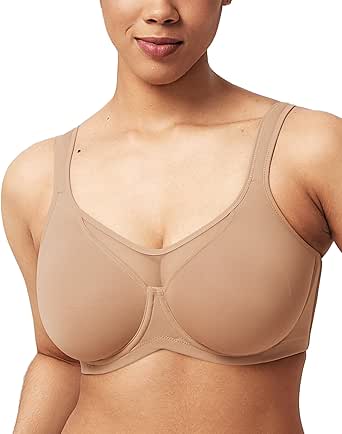 HSIA Minimizer Bras for Women Plus Size, Full Coverage T-Shirt Unlined Bra with Underwire & Wide Strap for Heavy Breast