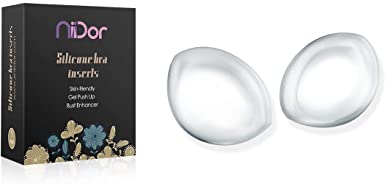 Niidor Silicone Bra Inserts, Clear V-Shaped Breast Enhancers Waterproof Bra Push Up Pads for Bikini Swimsuit