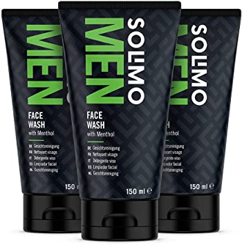 Amazon Brand - Solimo Men Face Wash with Mentol, Pack of 3 x 150ml