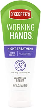 O'Keeffe's Night Treatment Hand Cream, 3 Ounce Tube, White