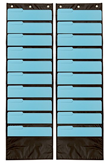 Pack of 2 Premium Wall Storage Pocket Charts / Organizers (Black) - Perfect for Classroom, School, Office or Home