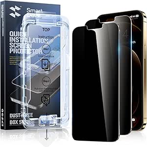 SmartDevil 2PACK for iPhone 12 Pro/12 Screen Protector Privacy, 9H Top-Shatterproof [Military Grade Protection ] Anti-Spy Privacy Glass Screen Protector with Auto Dust-Elimination Install