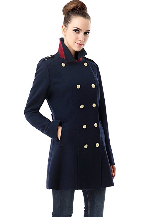 BGSD Women's 'Victoria' Wool Blend Fitted Military Melton Coat