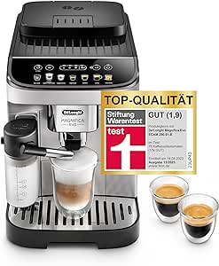 De'Longhi Magnifica Evo ECAM292.81.SB, Kaffeevollautomat mit Milchsystem, 7 Direktwahltasten für Cappuccino, Espresso und weitere Kaffeespezialitäten, Bedienfeld, 2-Tassen-Funktion, Silber/Schwarz