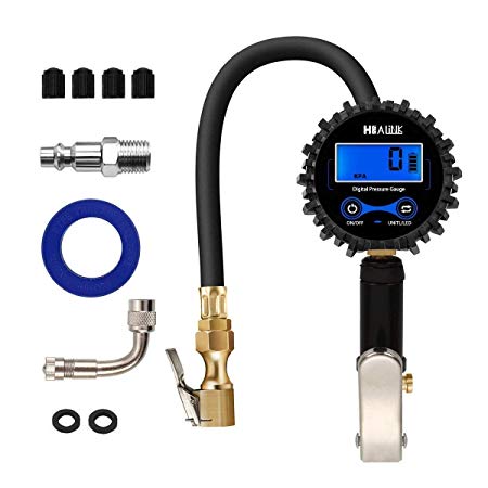 Digital Tire Inflator with Pressure Gauge, 200 PSI Air Chuck and Compressor Accessories, Tire Pressure Gauge for Car Motorcycle Bike Truck Vehicles