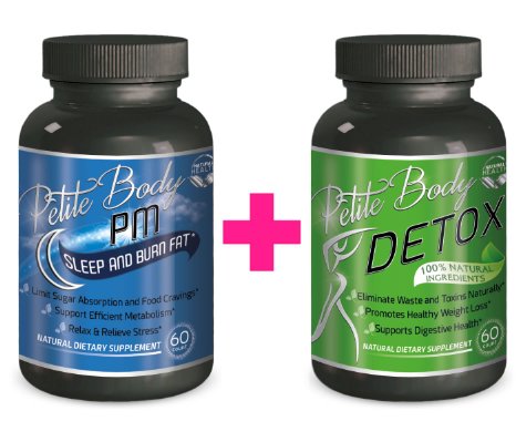 Natural Fat Burner For Women (PM Formula) BUNDLED with Weight Loss Detox Pills - 1 Month Supply - Extra Strenght Weight Loss Supplements For Women That Work by Petite Body, Money Back Guaranteed