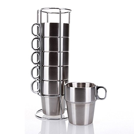 MyLifeUNIT Stainless Steel Insulated Cups Coffee Cups, Double Layer Heat Insulation, Set of 6