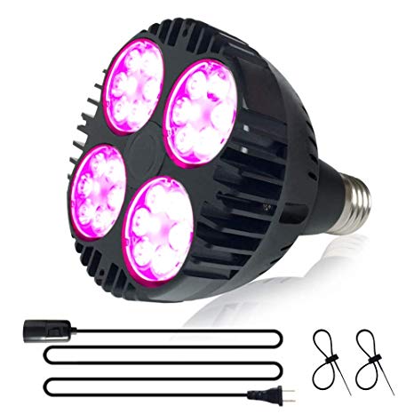 LED Commercial Grow Light Bulb - Replaces up to 200W - Full Spectrum Grow Light for Indoor Gardening, Greenhouse, Hydroponics, High Lumen Output with Free 8.3 Feet Power Cable