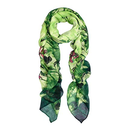 Elegant Soft Bamboo & Butterfly Print Watercolor Scarf - Diff. Colors Avail