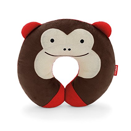 Skip Hop Zoo Little Kid and Toddler Travel Neck Rest, Soft Plush Velour, Multi Marshall Monkey