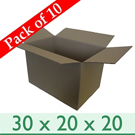 10 x Large Strong Removal Cardboard Boxes - Double Wall - 30" x 20" x 20" / 762mm x 508mm x 508mm
