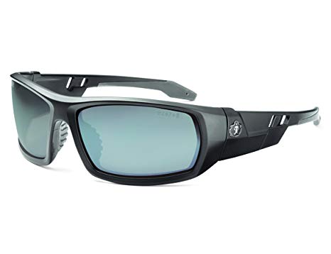 Ergodyne Skullerz Odin Safety Sunglasses - Matte Black Frame, Silver Mirror Lens