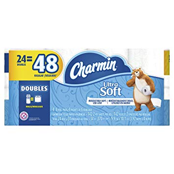 Charmin Ultra Soft Toilet Paper 24 Double Rolls, 142 sheets per roll (packaging may vary)